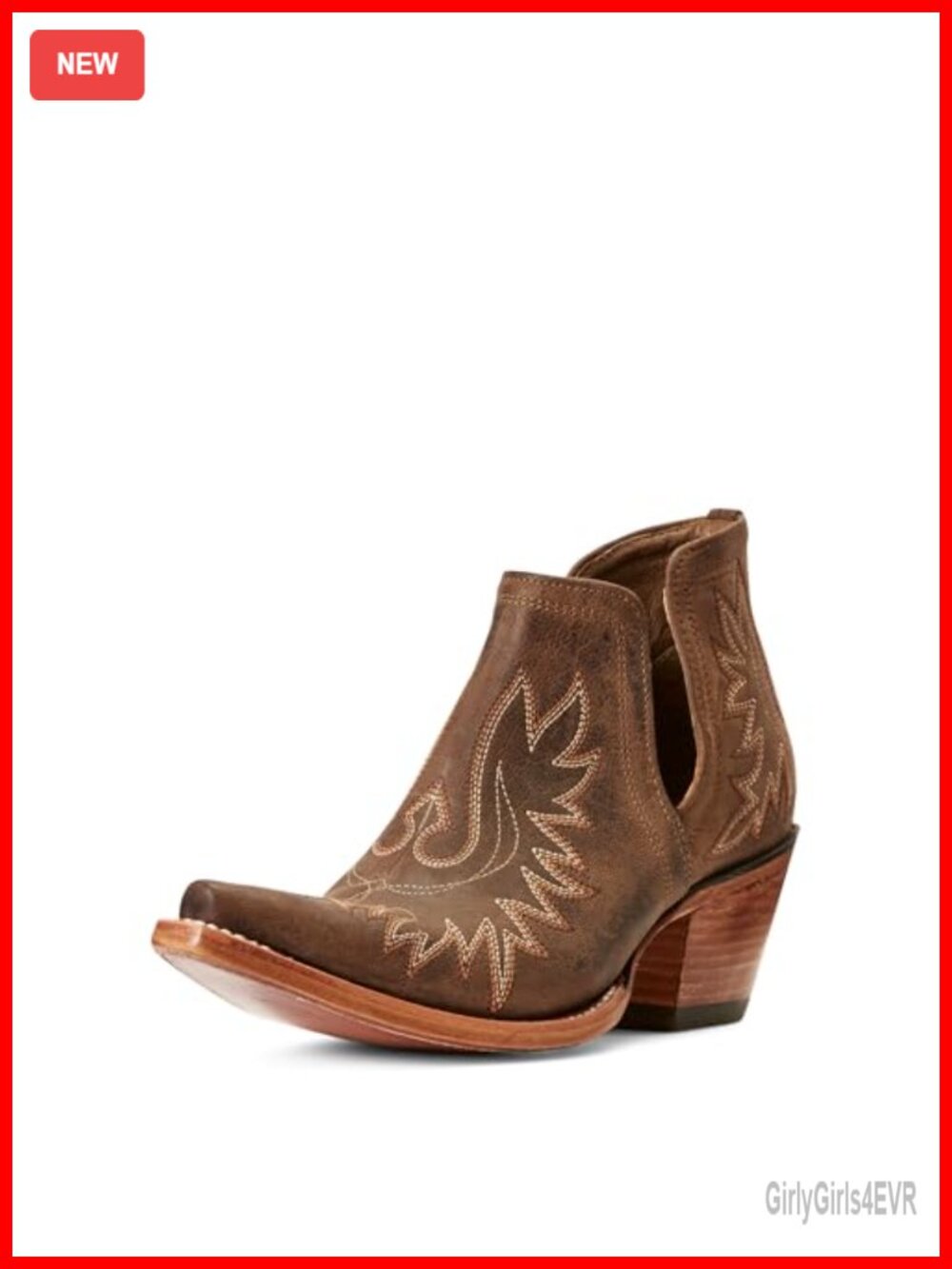 Western Leather Ankle Bootie with X Toe, ATS Comfort, Slip-On